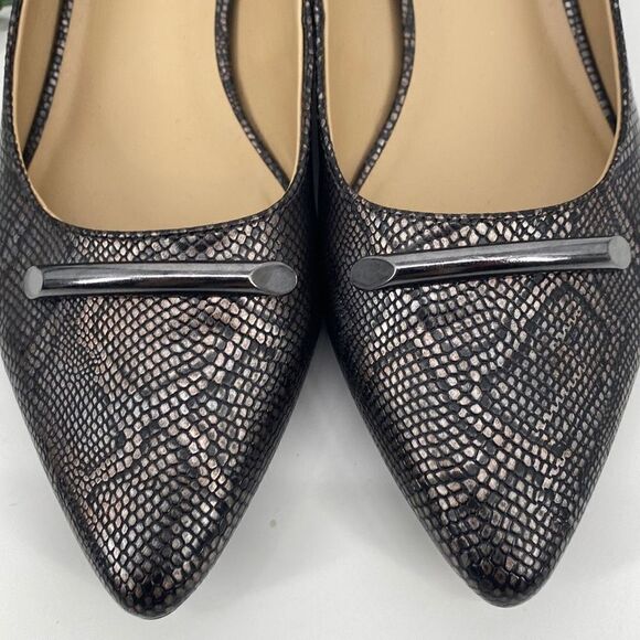 Naturalizer feather snake bronze metallic pointed toe, comfort slip -on pump Siz - Picture 6 of 11